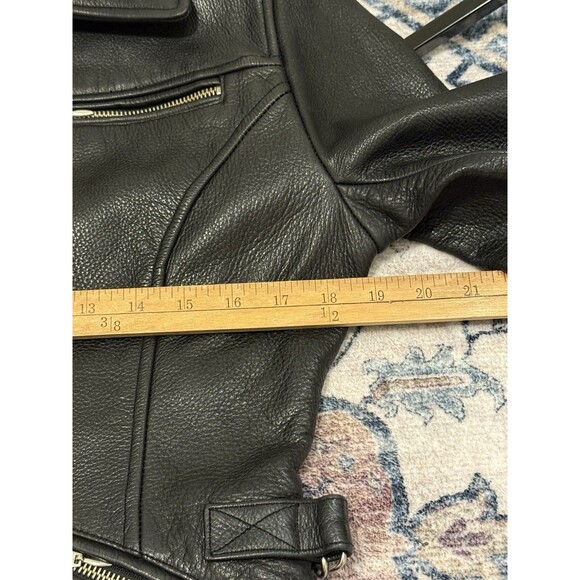 Guess Vintage Women’s Leather Jacket Black Size Small Moto Classic Biker Goth - Picture 8 of 11